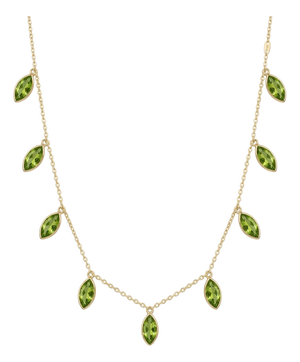 Natural Peridot Station Necklace – Marquise Cut Gemstone Necklace