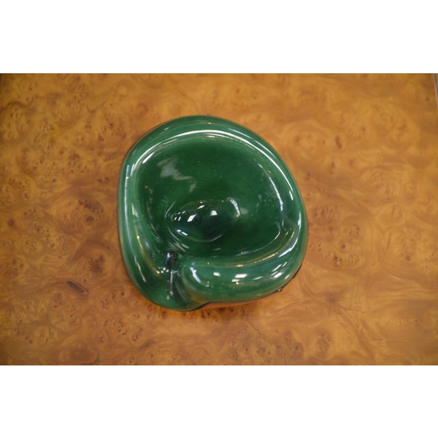 Forest Green Leather-Covered Ceramic Trinket Tray by George Jouve for Longchamp, 1960s For Sale - Image 8 of 9