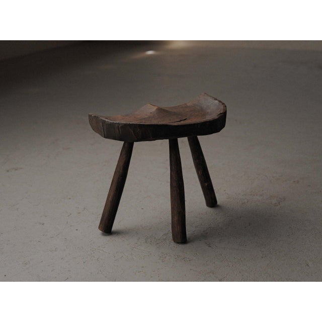 Wood Primitive Milking Stool in Wood, France, 1900 For Sale - Image 7 of 14