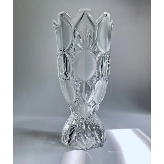 1980's Mikasa Frosted & Clear "Oval Dot" Pressed Glass Vase For Sale - Image 13 of 13