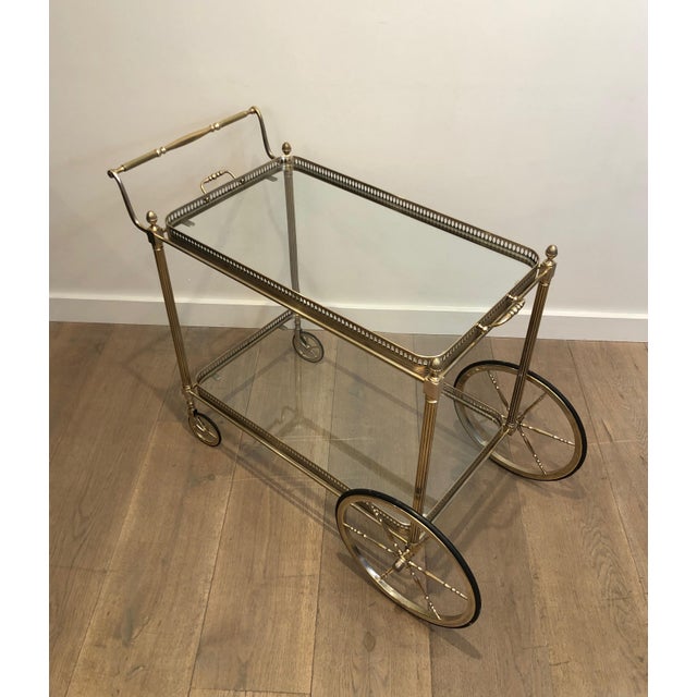 1940s 1940s Maison Bagués. Neoclassical Style Silvered Brass Drinks Trolley. French For Sale - Image 5 of 12