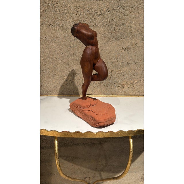 For your consideration, a hand carved mahogany wood female sculpture. No signature present from the artist. Dimensions:...