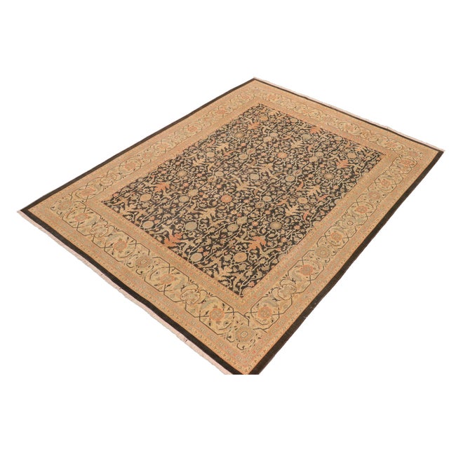 Art Nouveau Art Nouveau Dark.green/Beige Wool Rug - 8'2'' X 9'10'' For Sale - Image 3 of 10
