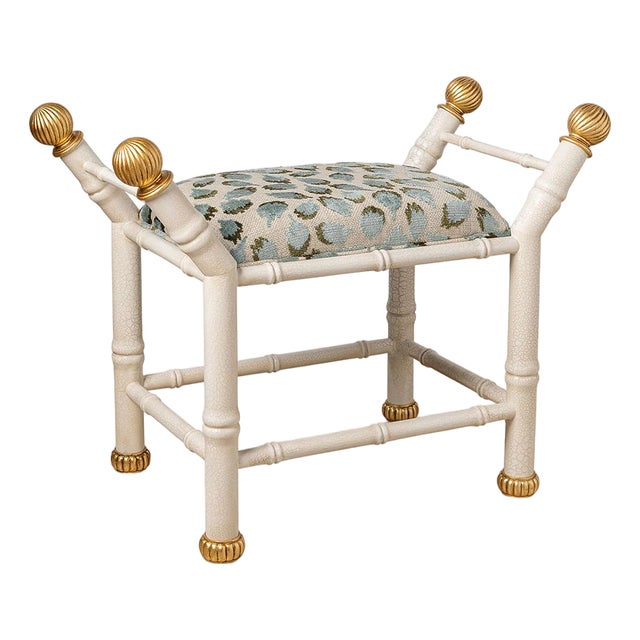 Boca White Ocelot Celadon Bamboo Bench For Sale