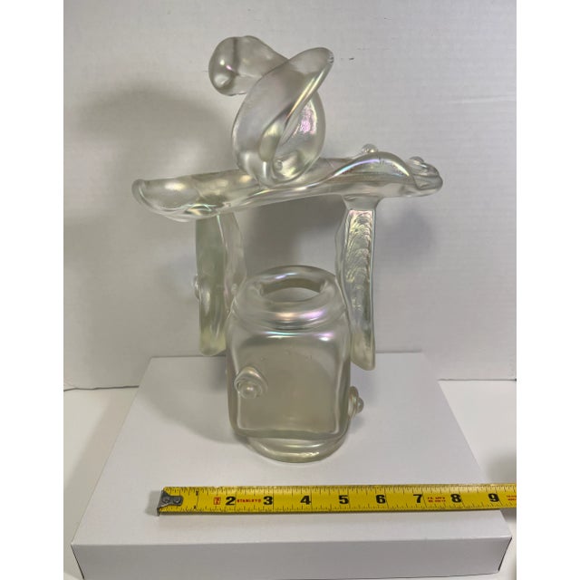 White 1990's Rick Hunter Fumed Glass Signed Sculpture Vase For Sale - Image 8 of 8
