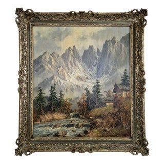 Jakob Hecker, Alpine Landscapes, Oil Painting, Framed For Sale