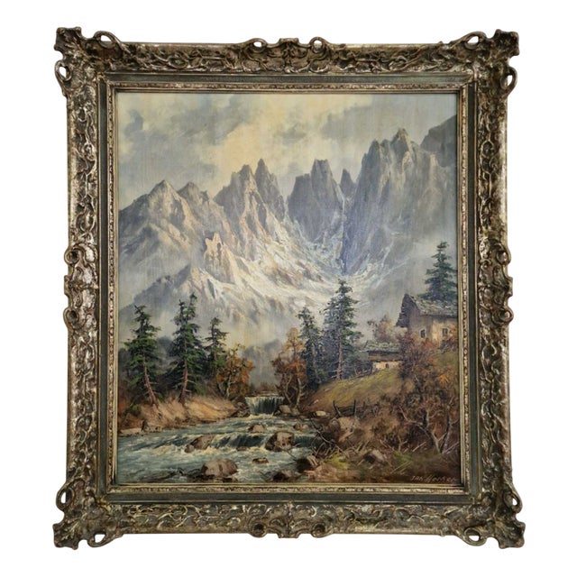 Jakob Hecker, Alpine Landscapes, Oil Painting, Framed For Sale