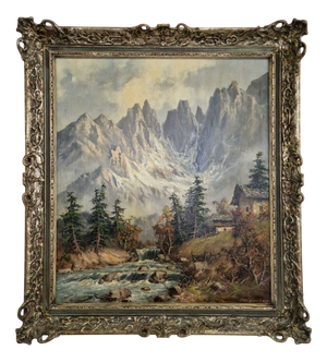 Jakob Hecker, Alpine Landscapes, Oil Painting, Framed