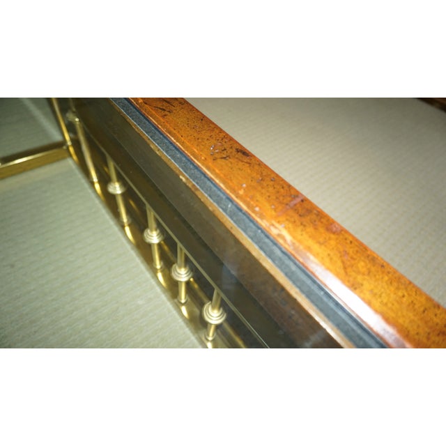 Erwin Lambeth Glass Wood Brass Coffee Table For Sale In Raleigh - Image 6 of 7