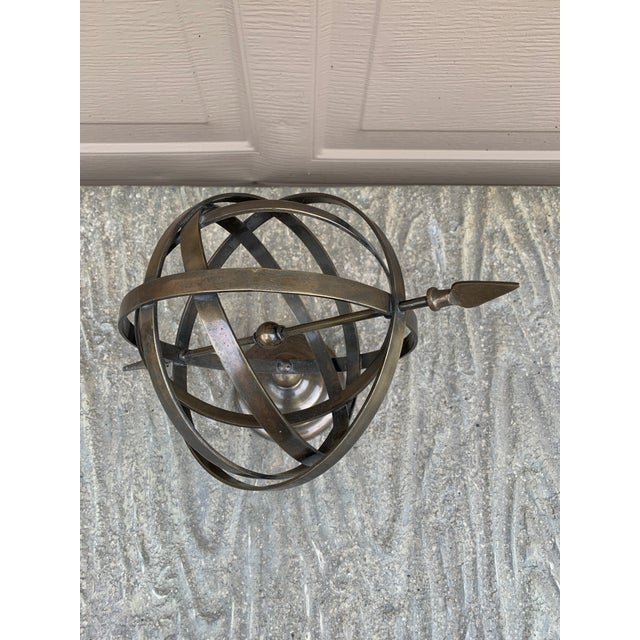 Vintage French Country Brass Garden Armillary Sundial For Sale - Image 10 of 10