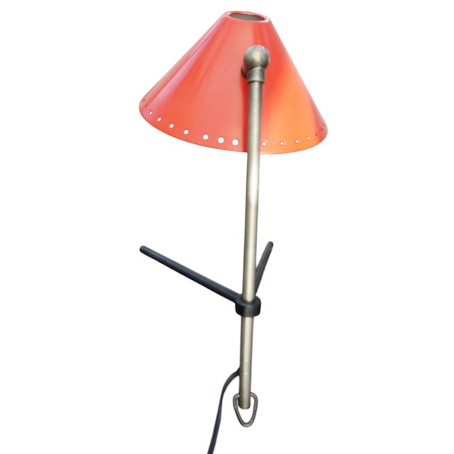 Mid-Century Modern Mid-Century Modern Dutch Red Pinocchio Tripod Table Lamp by H. Busquet for Hala, 1950 For Sale - Image 3 of 5