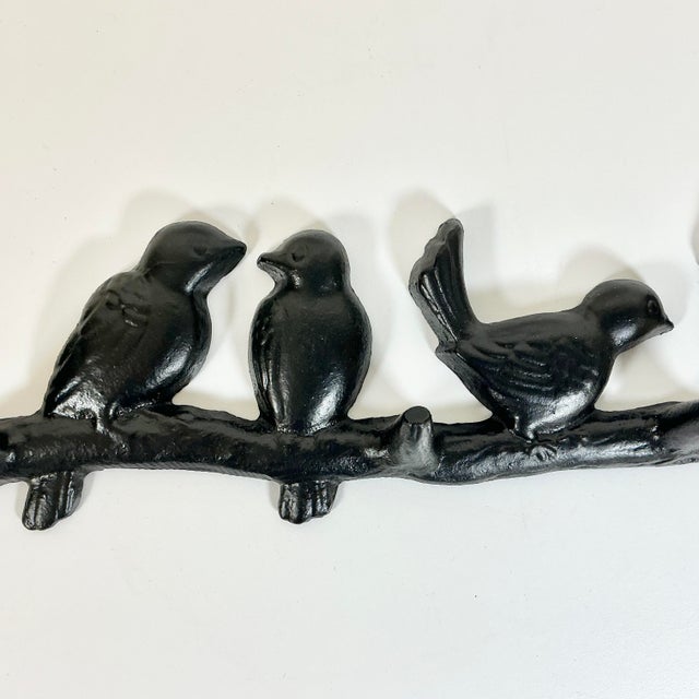 1970s 1970s Vintage Italian Art Nouveau Giacometti Style Tree Branch & Birds Wall Hooks - 5 Hooks. For Sale - Image 5 of 13