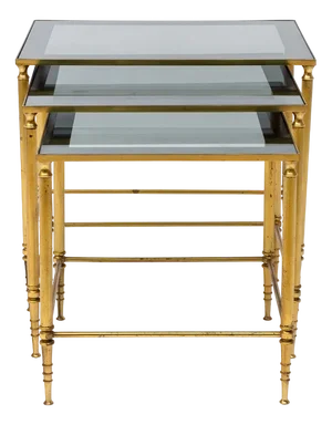 Nesting Tables in Brass and Glass from Maison Jansen, Set of 3