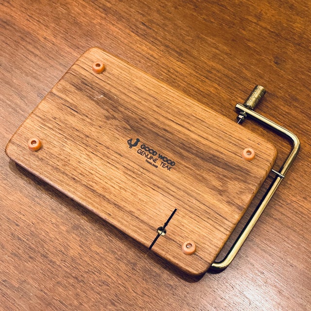 1970's Danish Modern Good Wood Solid Teak & Brass Cheese Cutting Board For Sale In Philadelphia - Image 6 of 7