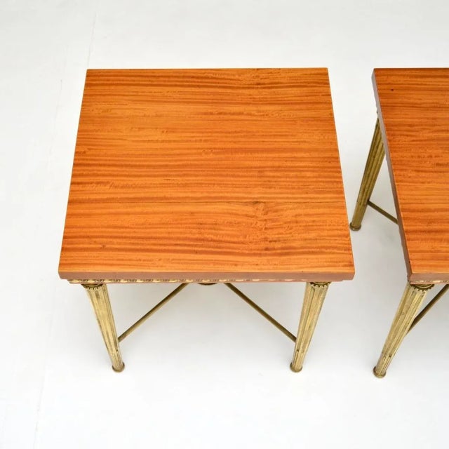 Vintage Satinwood and Brass Side Tables, 1920, Set of 2 For Sale - Image 3 of 9