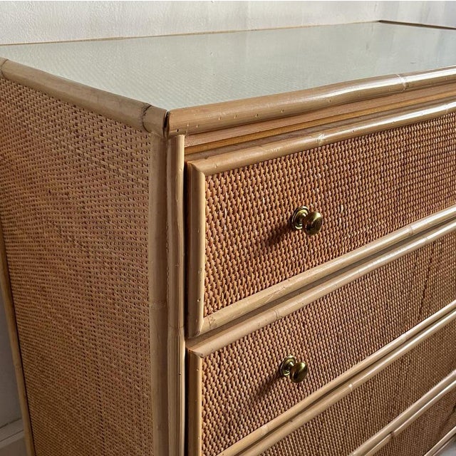 Italian Cane and Bamboo Chest of Drawers, 1970s For Sale - Image 6 of 12