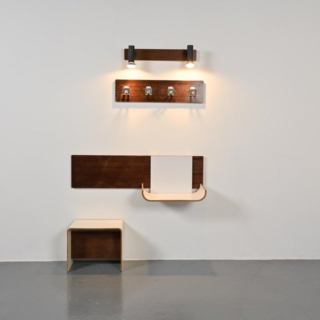 Entryway set designed by Pierre Guariche in the late 1960s as part of his interior design projects for apartments in...
