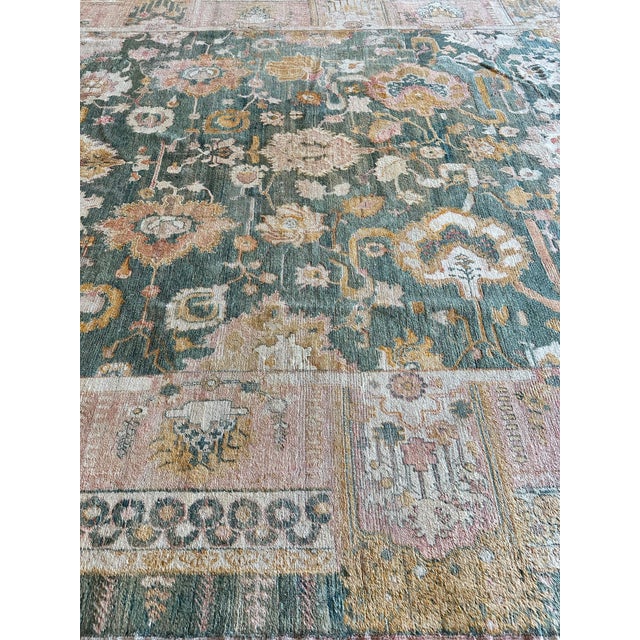 Antique Angora Oushak Carpet, Handmade Oriental Rug, Light Blue, Shrimp, Taupe For Sale - Image 12 of 18