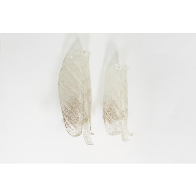 Gold Large Leaf-Shaped Wall Lamps in Murano Glass from Barovier & Toso, 1960s, Set of 2 For Sale - Image 8 of 8
