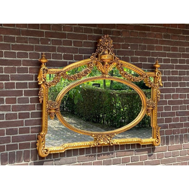 Wood 1980s Italian Baroque Gold Beech Mirror Wall 1pc For Sale - Image 7 of 12