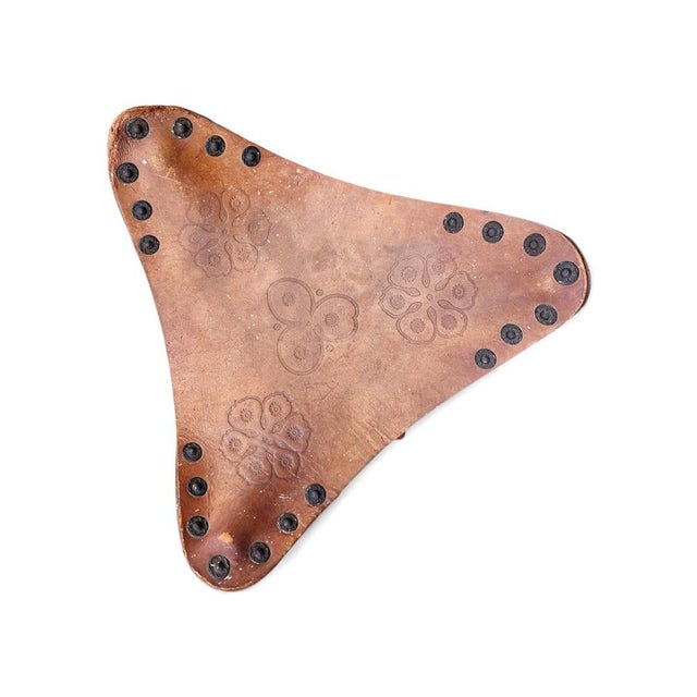 Vintage Tooled Leather Tripod Chairs, Set of 2 For Sale - Image 10 of 18