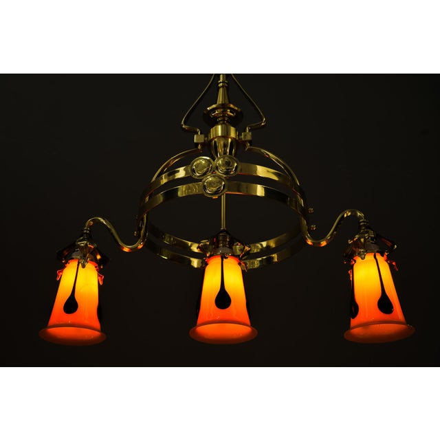 Antique Chandelier with Loetz Glass Shades, 1910 For Sale - Image 17 of 18