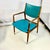 Turquoise Mid-Century Modern Boho Chic Contemporary Turquiose Vinyl and Teak Wood Arm Side Chair For Sale - Image 8 of 8
