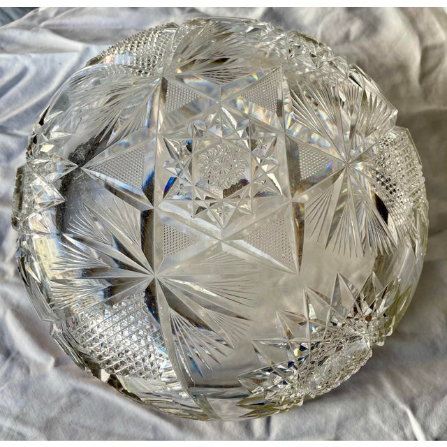 Transparent H. Meyen German 800 Silver Rimmed Deeply Brilliant Cut Glass Round Center Bowl For Sale - Image 8 of 11