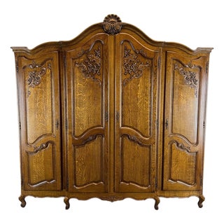 Vintage French Wardrobe in Oak For Sale