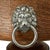 1940s Vintage English Colonial Style Oak Pedestal Center Bowl With Lion Ring Handles For Sale - Image 5 of 9