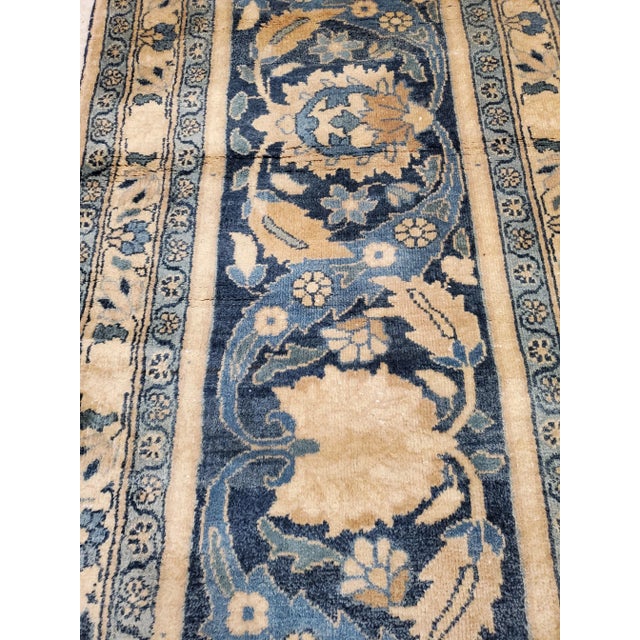 Persian Antique Mashad Persian Weave Blue, Beige & Taupe Rug For Sale - Image 3 of 12