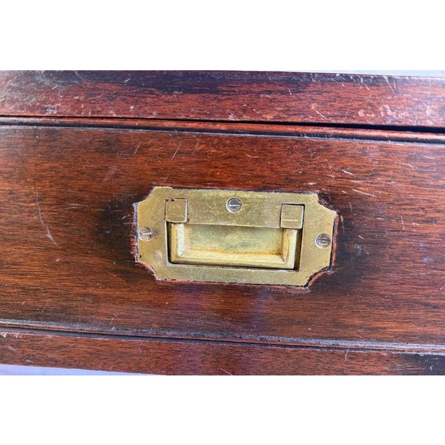 Antique English Campaign Console Desk - 3 Drawer Military Writing Table For Sale - Image 12 of 16