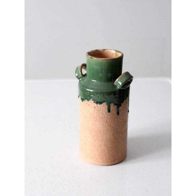 Terra Cotta Vintage Italian Terra Cotta Drip Glaze Vase For Sale - Image 8 of 11