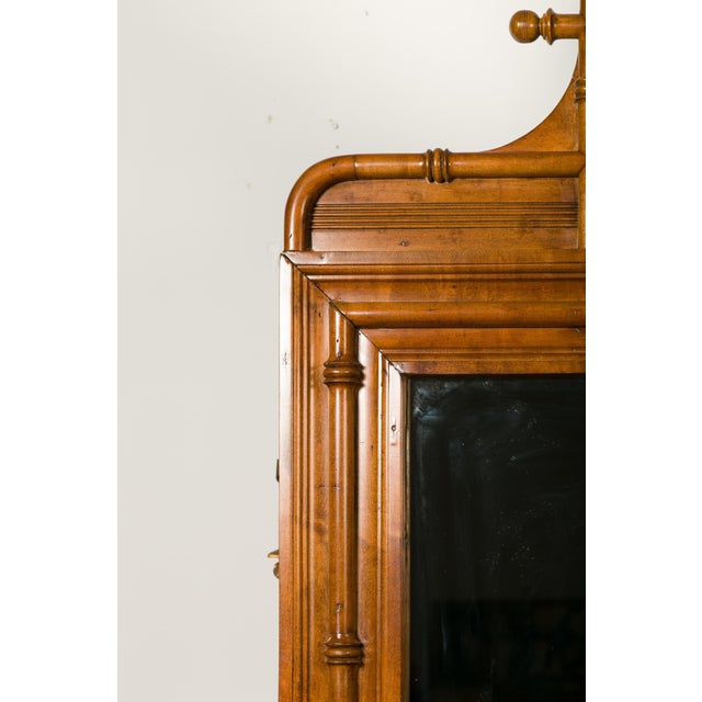 Brown Large English Faux-Bamboo Walnut Mirror Made of 1900s Doors with Carved Ivy For Sale - Image 8 of 12