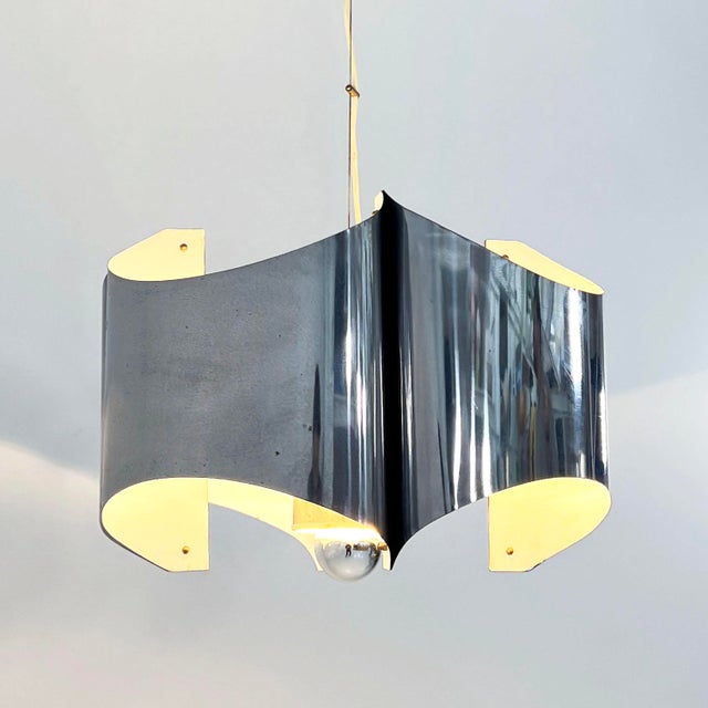 Folded Chromed Chandelier, 1970s For Sale - Image 4 of 9