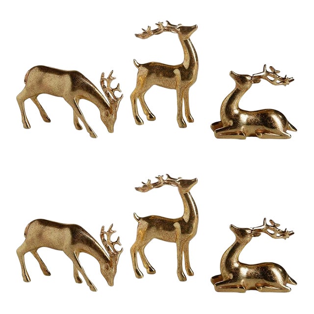 Decorative Gold Reindeer Set, Set of 6 For Sale