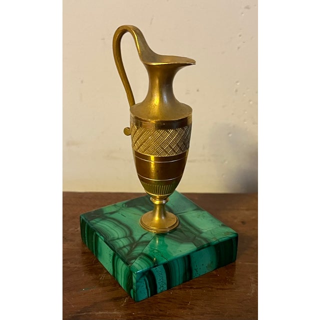 Small Antique 19th Century French Empire Gilt Bronze Urn or Ewer Mounted on a Malachite Base For Sale In New York - Image 6 of 14