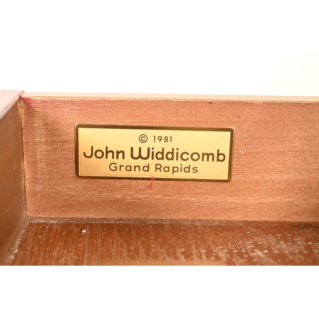 Wood John Widdicomb French Louis XV Red Lacquered Leather Top Bureau Plat Desk With Mounted Bronze Ormolu For Sale - Image 7 of 13