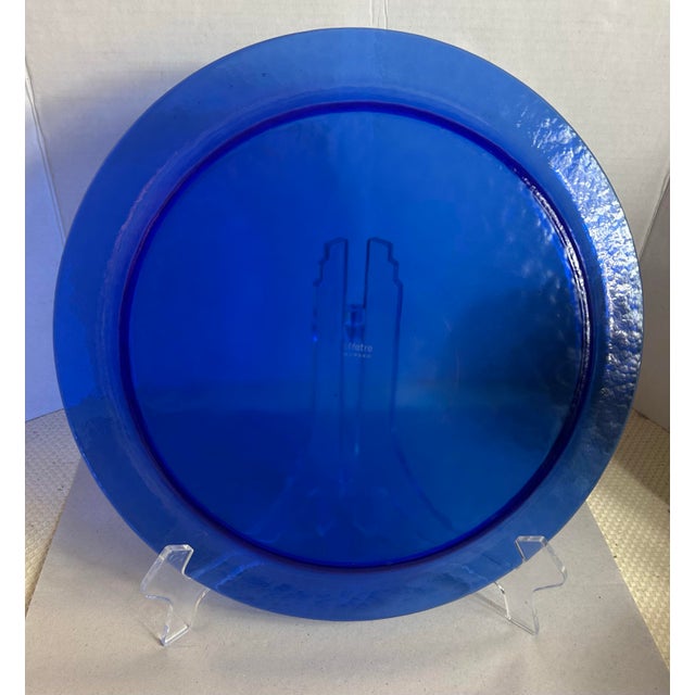 Late 20th Century Effetre Murano Platter Tray Cobalt Blue Glass Signed For Sale In Orlando - Image 6 of 6