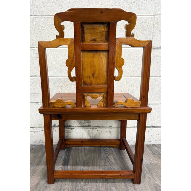 Vintage Chinese Ming Style Elm Side Occasional Accent or Wedding Chair For Sale - Image 9 of 10