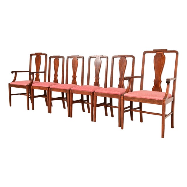 Baker Furniture Style Federal Inlaid Mahogany Dining Chairs, Set of Six For Sale