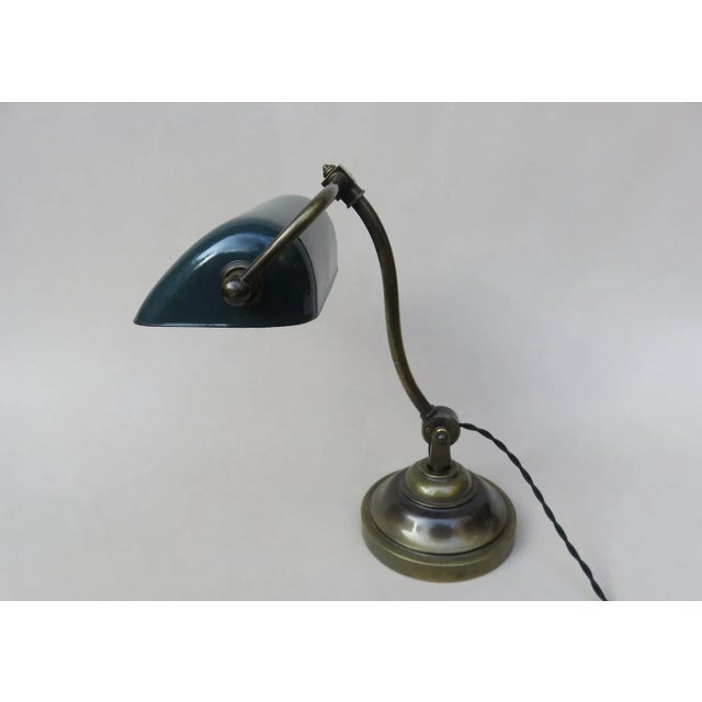 Art Nouveau Enameled Brass Banker's Lamp For Sale - Image 6 of 18