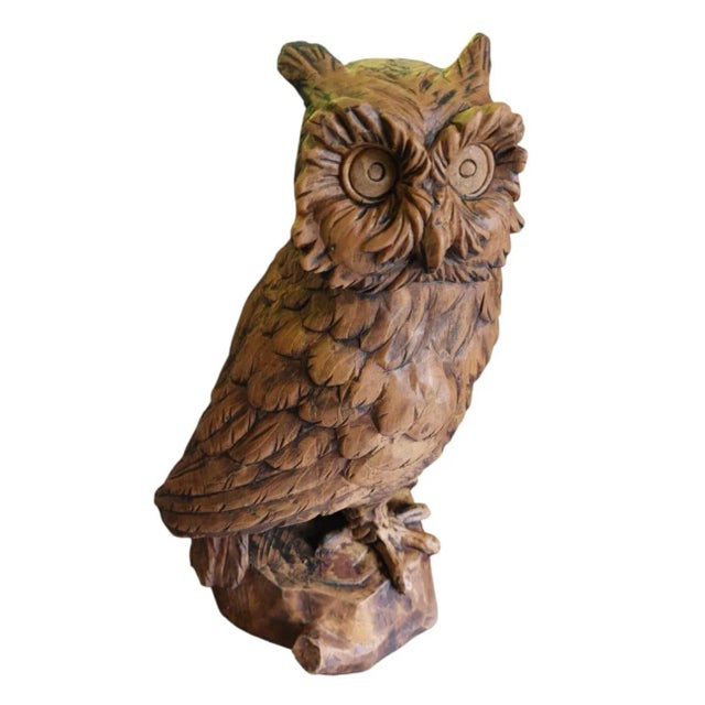 Vintage Hand-Carved Wood Owl, 1920s For Sale - Image 3 of 12