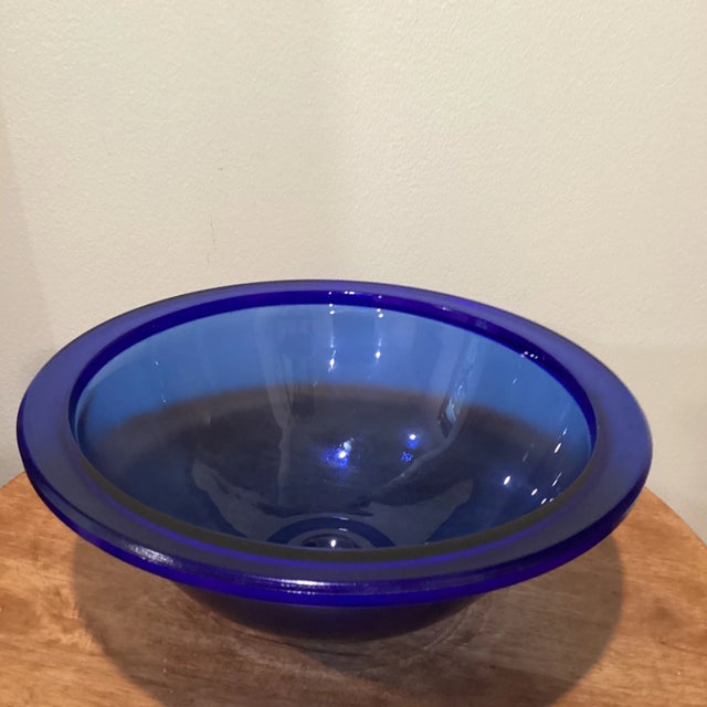 Cobalt Blue Translucent Bowl is an elegant glass decorative object, very elegant art glass blue colored bowl, perfect as...