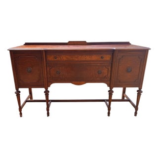 Antique 1920s Federal Hepplewhite Revival Walnut Buffet Sideboard Neoclassical For Sale