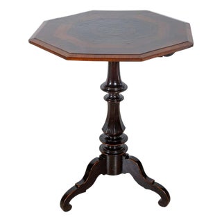 Empire Octagonal Sail Table in Walnut with Precious Wood Veneer, Milan, Early 19 For Sale