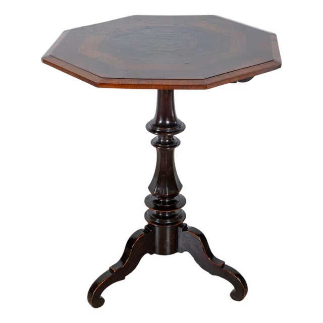 Empire Octagonal Sail Table in Walnut with Precious Wood Veneer, Milan, Early 19 For Sale