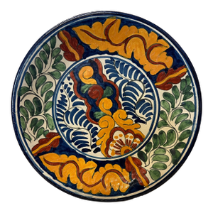 Vintage Colorful Mexican Pottery Plate, Signed