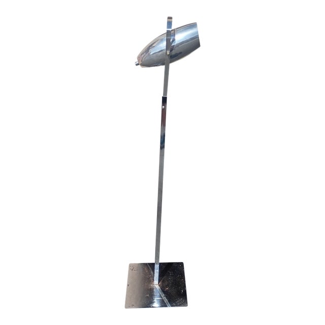 Custom Made Polished Aluminum and Chromed Steel Space Age Floor Lamp For Sale