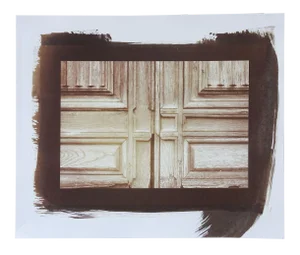 Vintage Cyanotype Door Detail Old Building Photograph